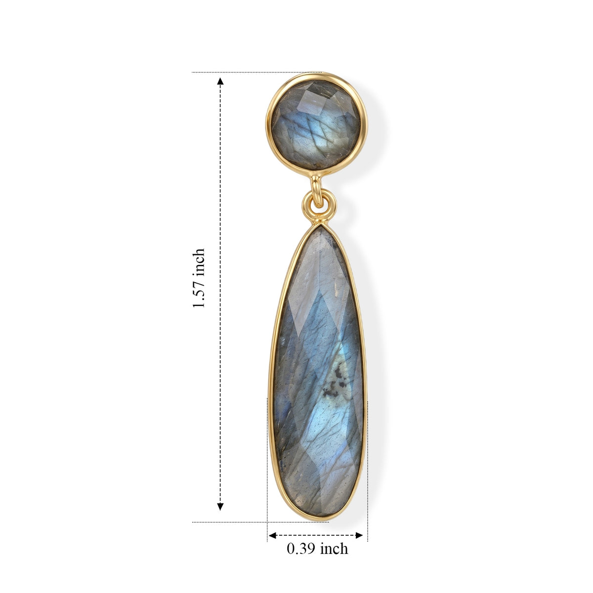 Brown Labradorite Dangling Earrings with Push Back in Gold Tone 5.60 Ct. 8713469 4