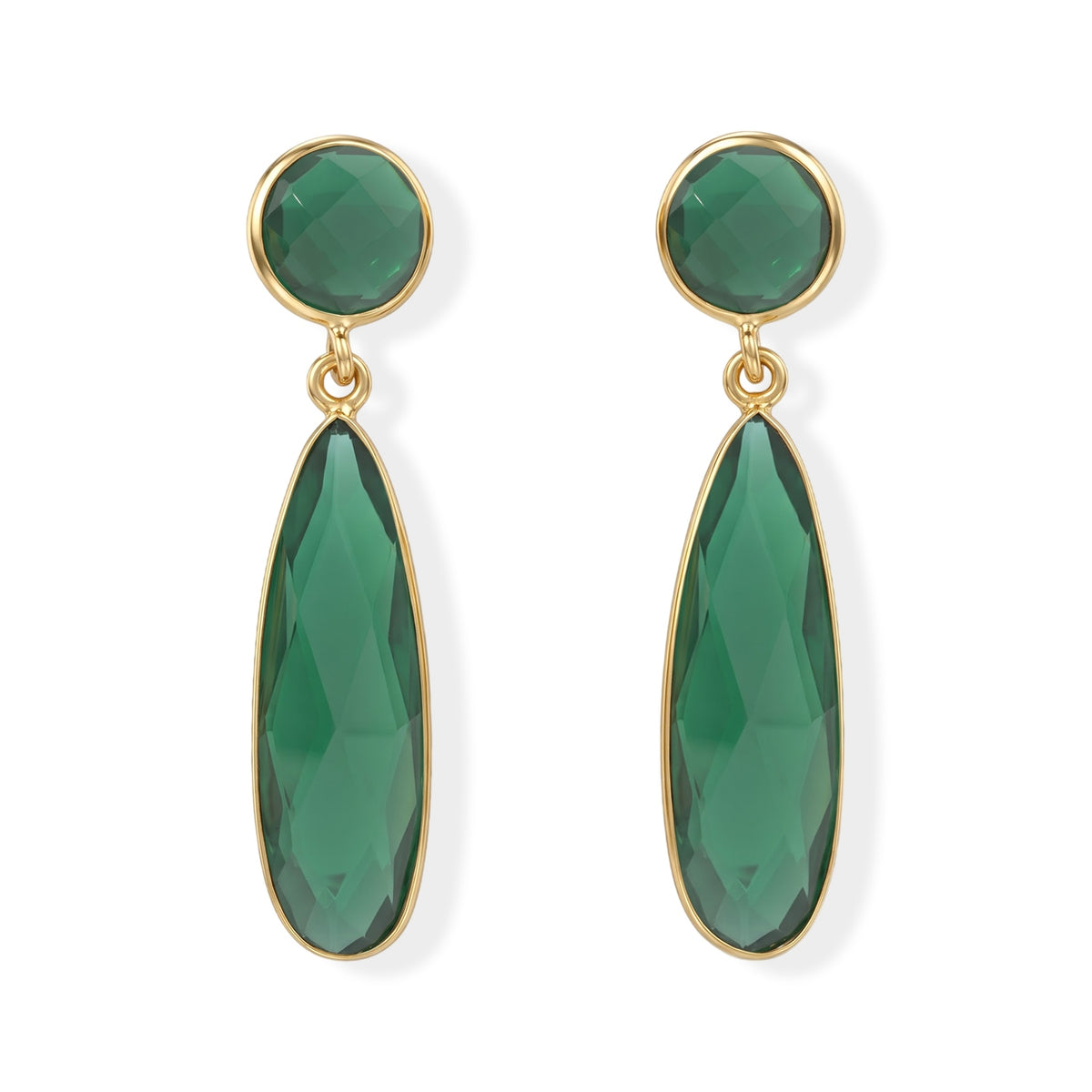 Green Onyx Dangling Earrings with Push Back in Gold Tone 6.00 Ct. 8713470 0