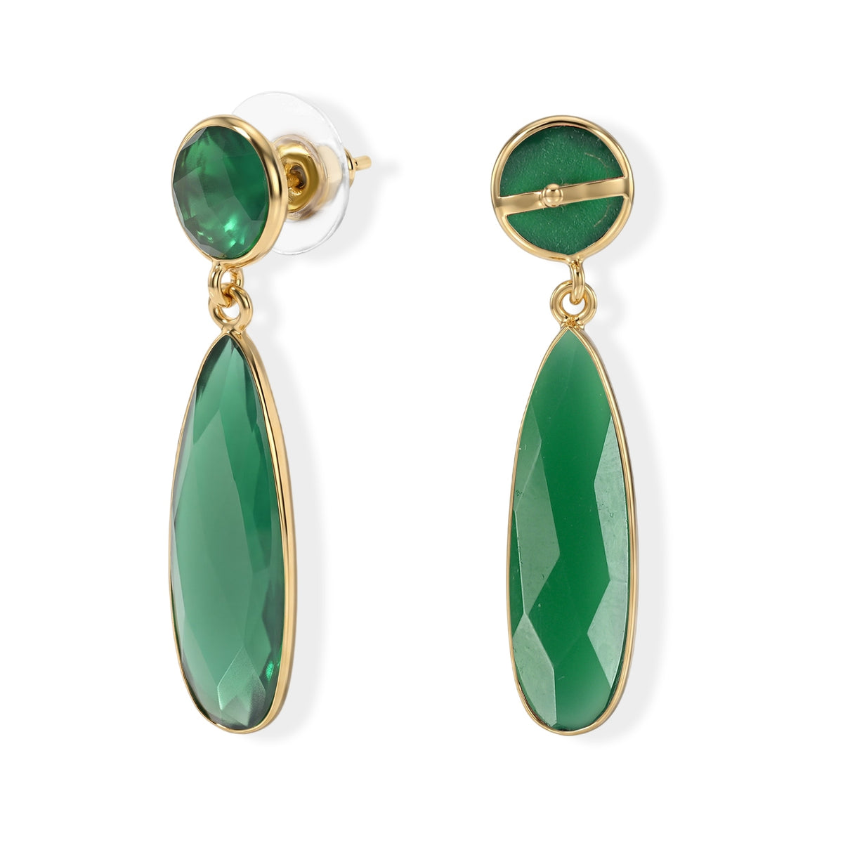 Green Onyx Dangling Earrings with Push Back in Gold Tone 6.00 Ct. 8713470 3