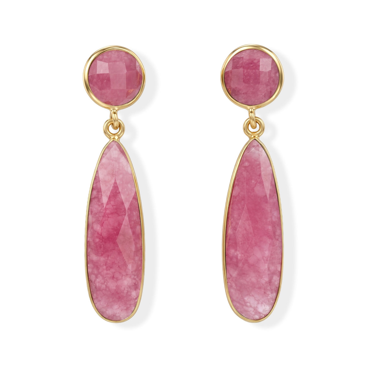 Pink Jade Dangling Earrings with Push Back in Gold Tone 6.30 Ct. 8713471 0