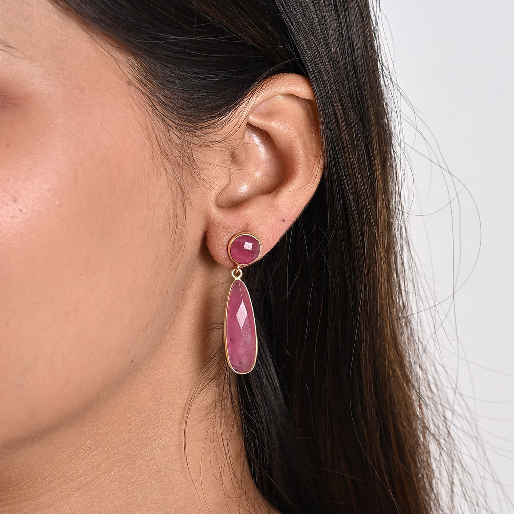 Pink Jade Drop Earrings 6.30 Ct._8713471_1