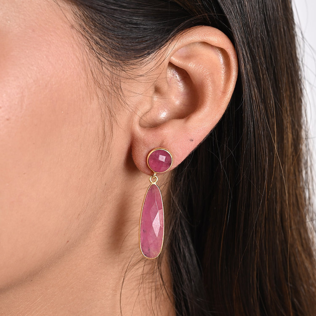 Pink Jade Drop Earrings 6.30 Ct._8713471_2