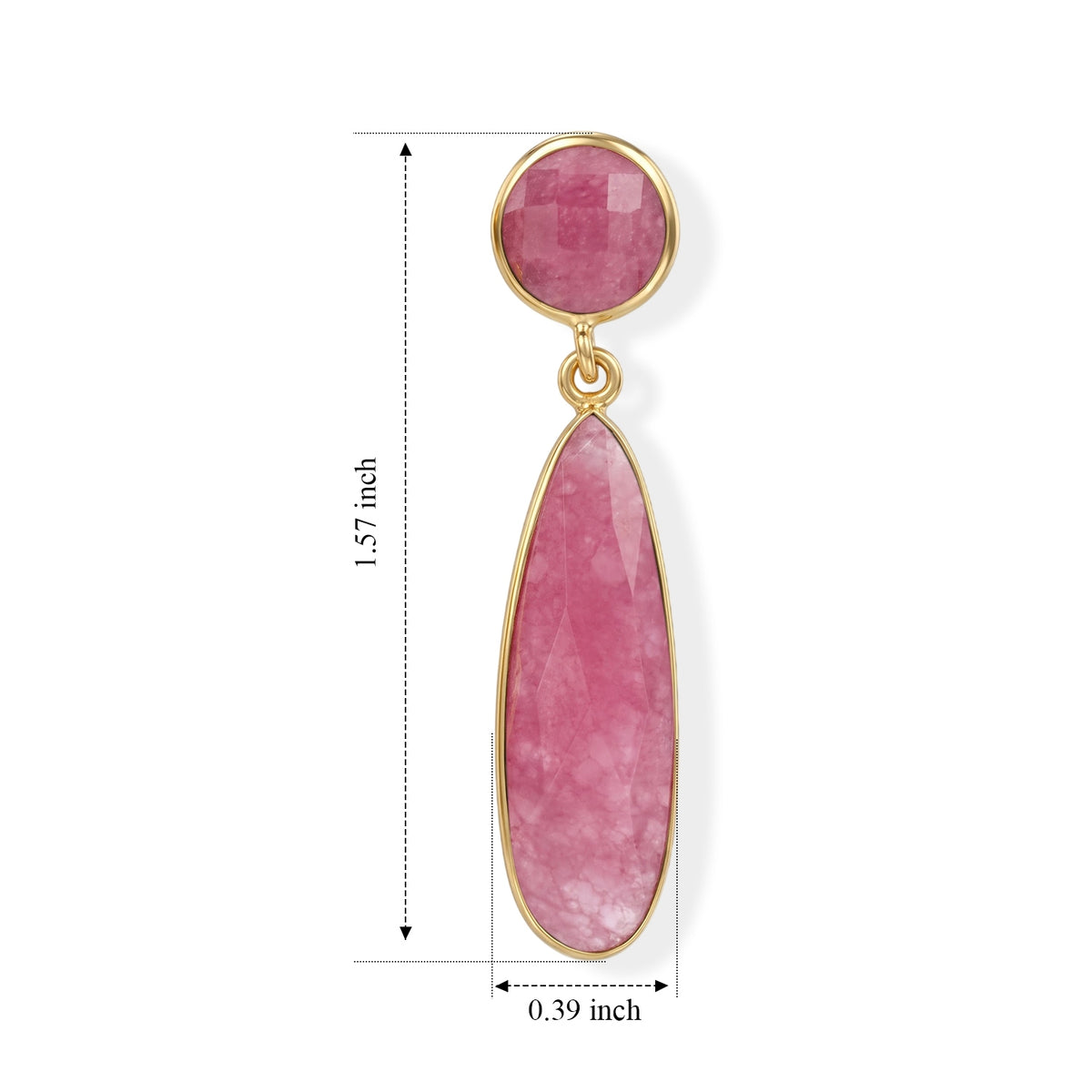 Pink Jade Dangling Earrings with Push Back in Gold Tone 6.30 Ct. 8713471 4