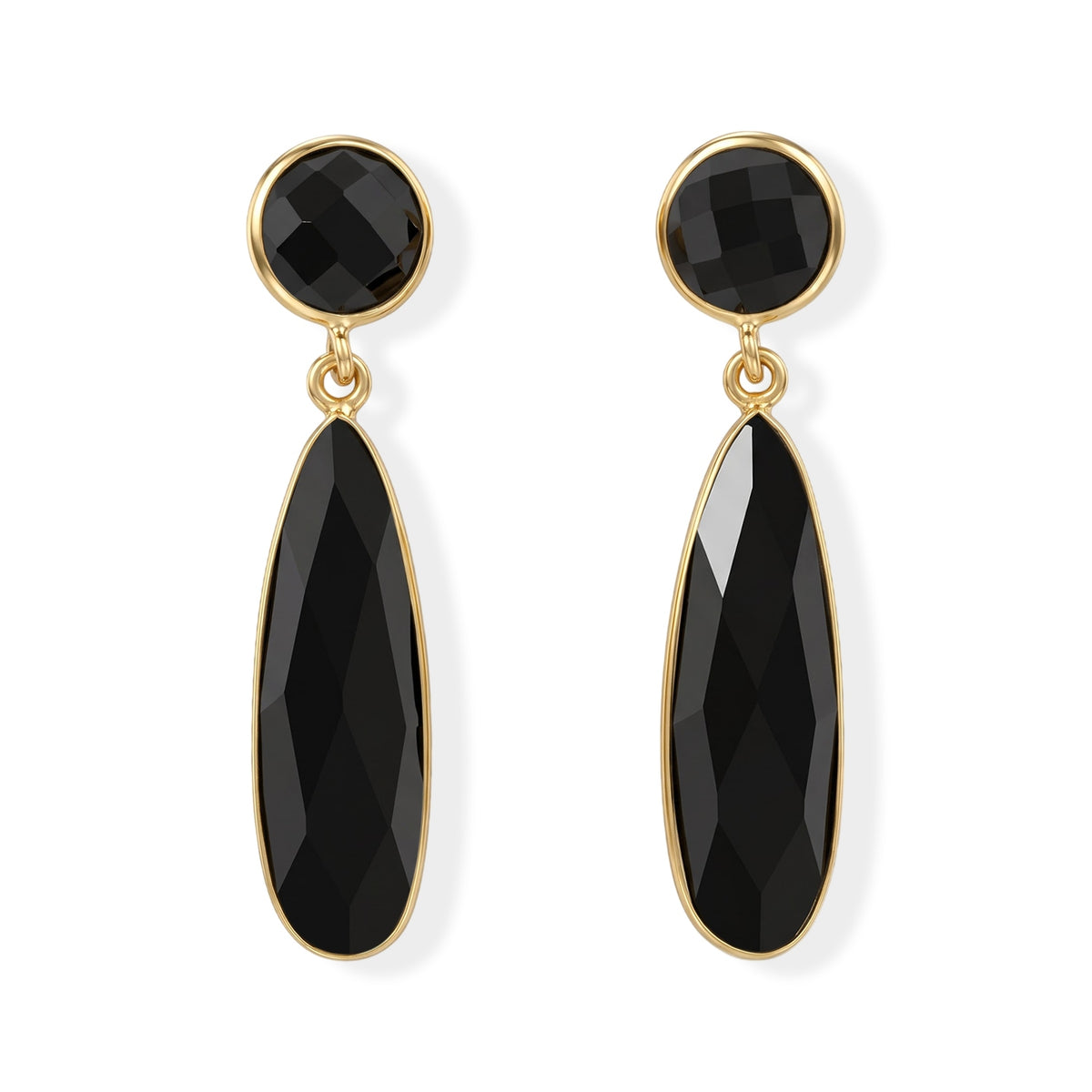 Black Onyx Dangling Earrings with Push Back in Gold Tone 6.50 Ct. 8713472 0