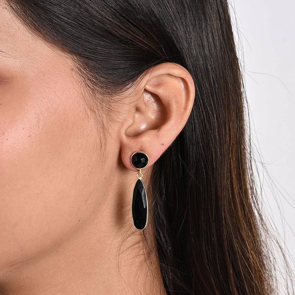 Black Onyx Drop Earrings 6.50 Ct._8713472_1