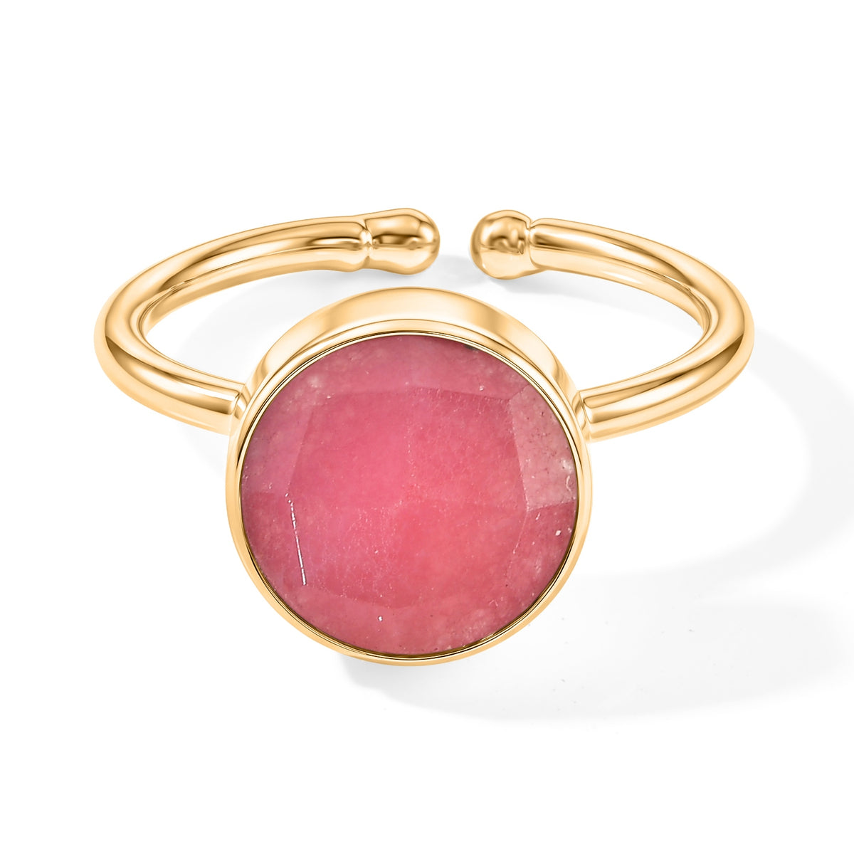Handmade Pink Jade Adjustable Ring in Gold Tone 1.60 Ct. 8713521 0