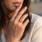 Handmade Pink Jade Adjustable Ring in Gold Tone 1.60 Ct._8713521_1