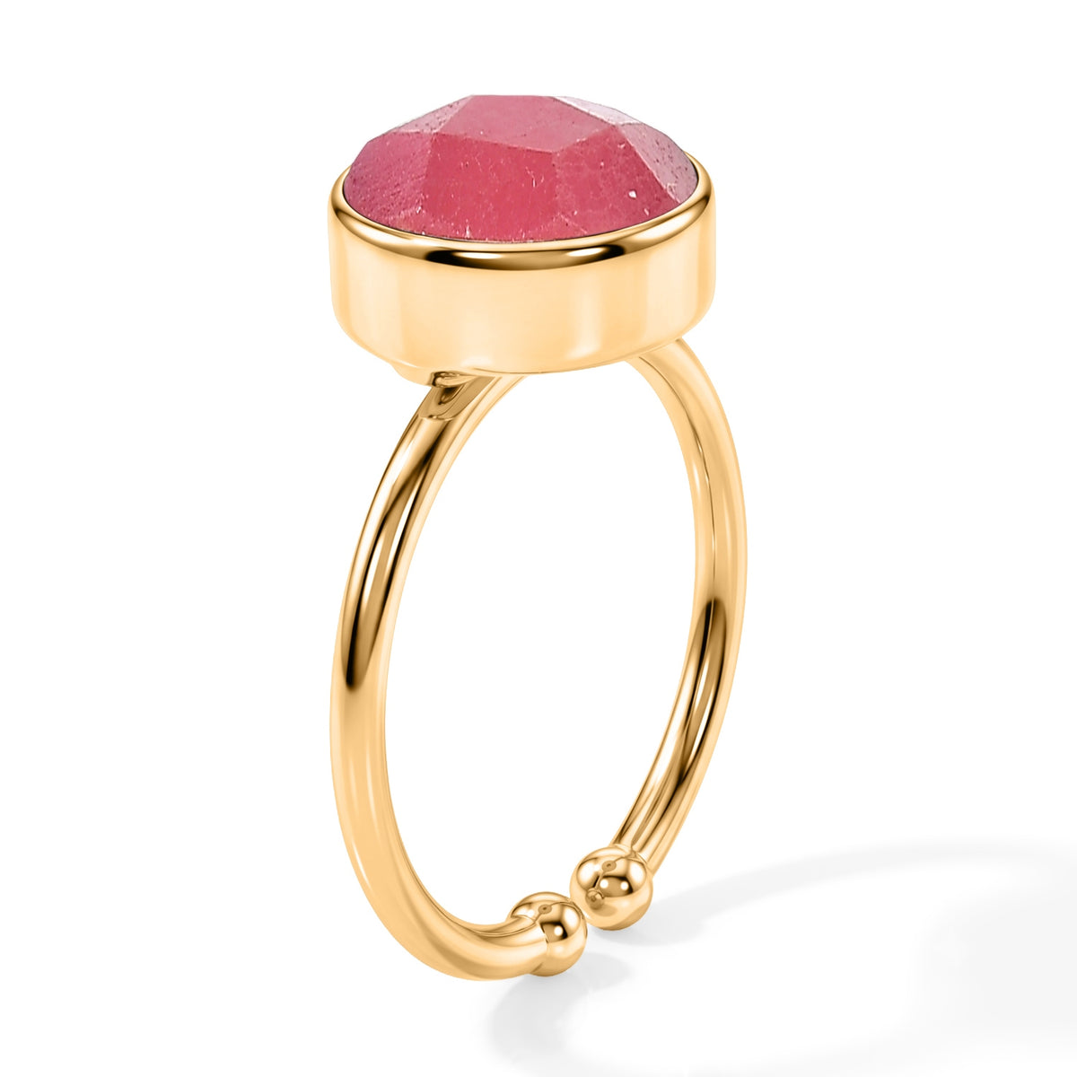 Handmade Pink Jade Adjustable Ring in Gold Tone 1.60 Ct. 8713521 3