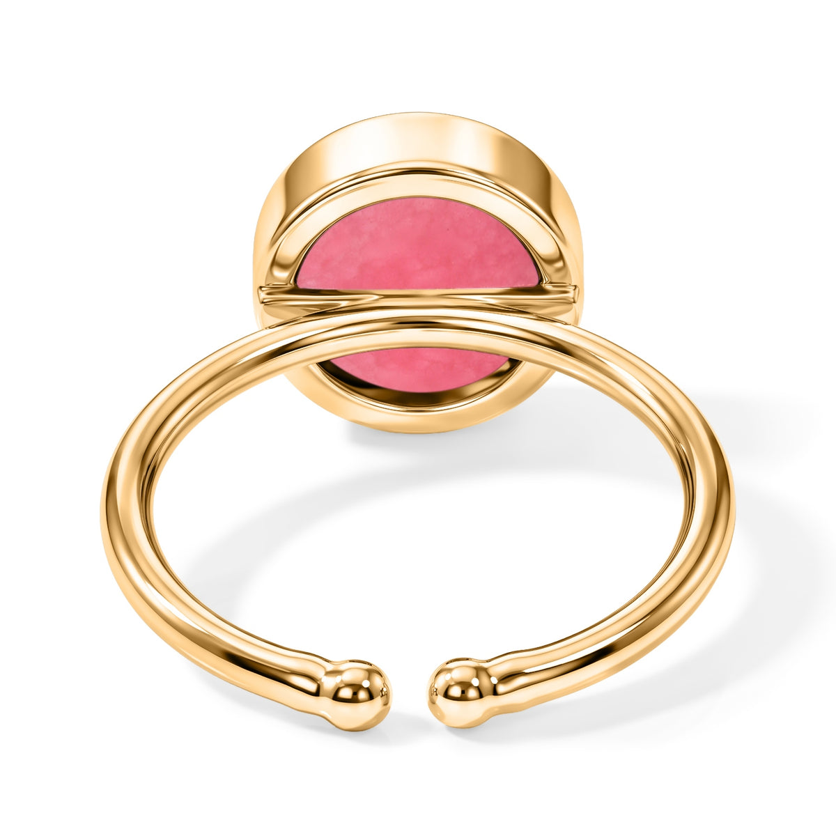 Handmade Pink Jade Adjustable Ring in Gold Tone 1.60 Ct. 8713521 4