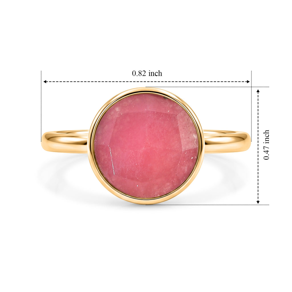 Handmade Pink Jade Adjustable Ring in Gold Tone 1.60 Ct._8713521_5
