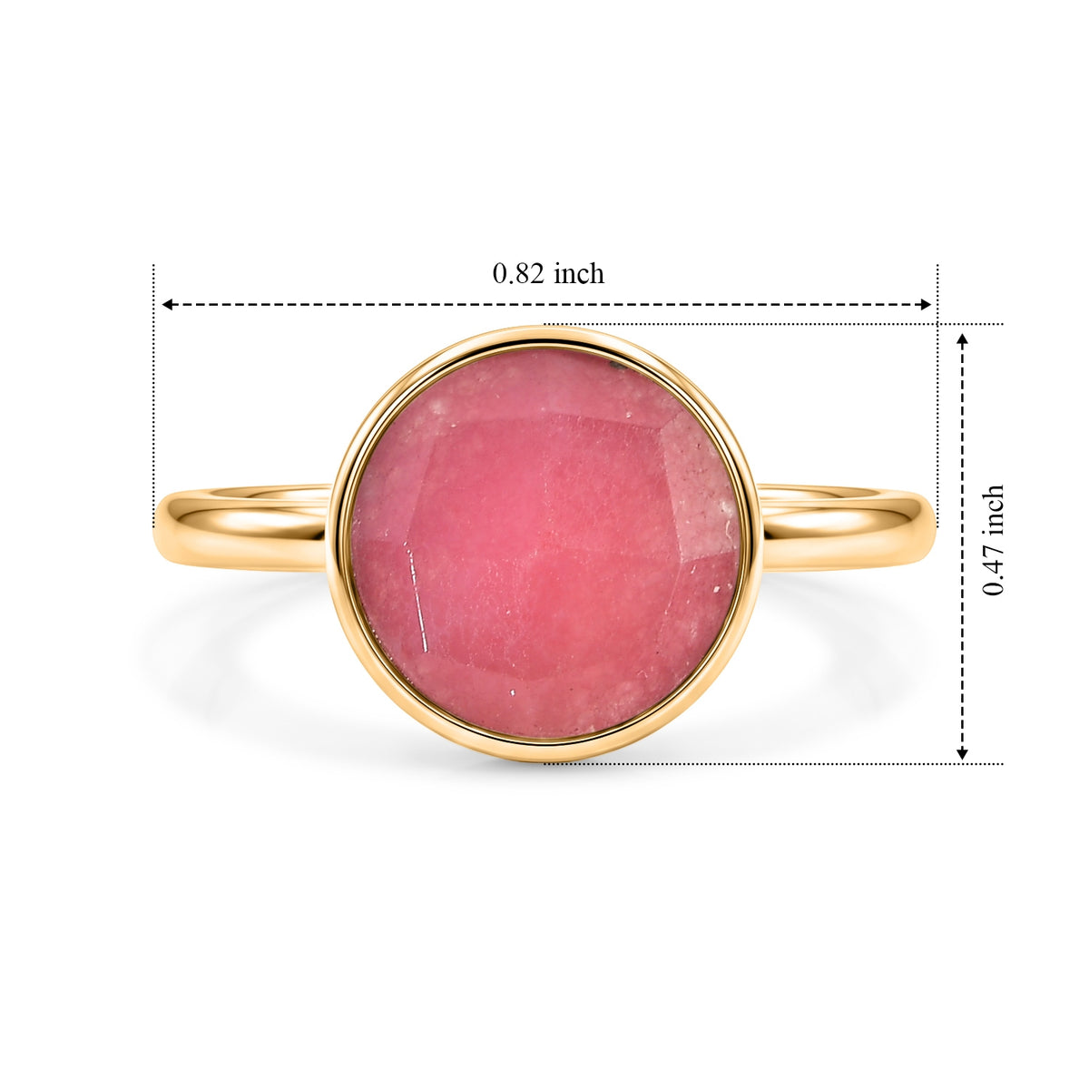 Handmade Pink Jade Adjustable Ring in Gold Tone 1.60 Ct. 8713521 5
