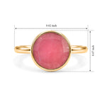 Handmade Pink Jade Adjustable Ring in Gold Tone 1.60 Ct._8713521_5