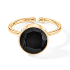 Handmade Black Onyxt Adjustable Ring in Gold Tone 3.80 Ct._8713522