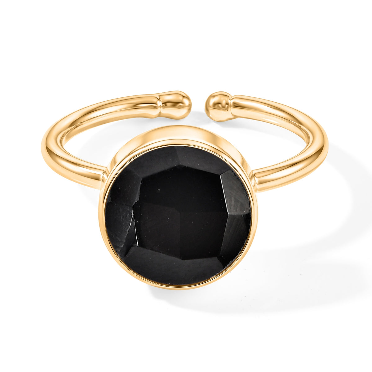 Handmade Black Onyxt Adjustable Ring in Gold Tone 3.80 Ct. 8713522 0