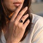 Handmade Black Onyxt Adjustable Ring in Gold Tone 3.80 Ct._8713522_1