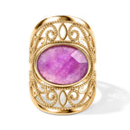 Purple Amethyst Oval Adjustable Ring in Gold Tone 4.30 Ct._8713523