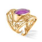 Purple Amethyst Oval Adjustable Ring in Gold Tone 4.30 Ct._8713523_3