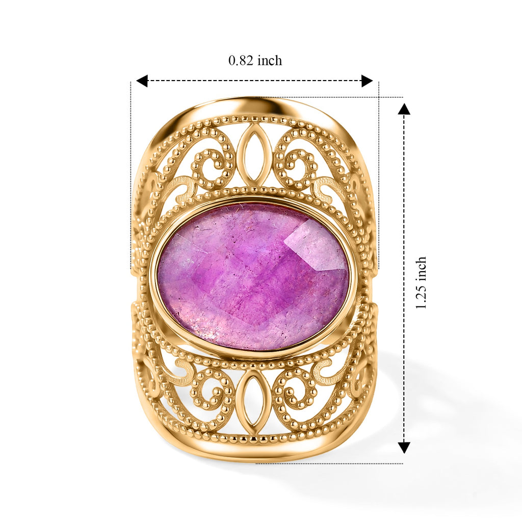Purple Amethyst Oval Adjustable Ring in Gold Tone 4.30 Ct._8713523_5