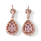 D'Joy - Rose De France Amethyst, White Zircon & Pink Fresh Water Pearl Dangling Earring with Push Post in Rose Gold Plated Sterling Silver 4.40 Ct._8714166_3