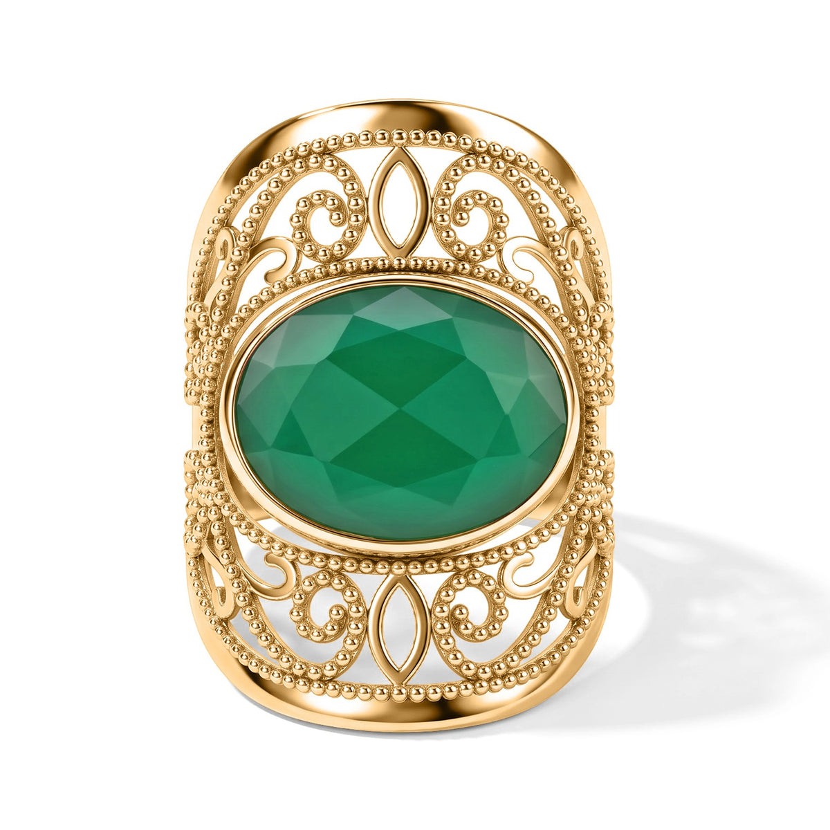 Green Onyx Oval Adjustable Ring in Gold Tone 4.40 Ct. 8714357 0