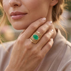 Green Onyx Oval Adjustable Ring in Gold Tone 4.40 Ct._8714357_1