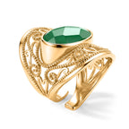 Green Onyx Oval Adjustable Ring in Gold Tone 4.40 Ct._8714357_3