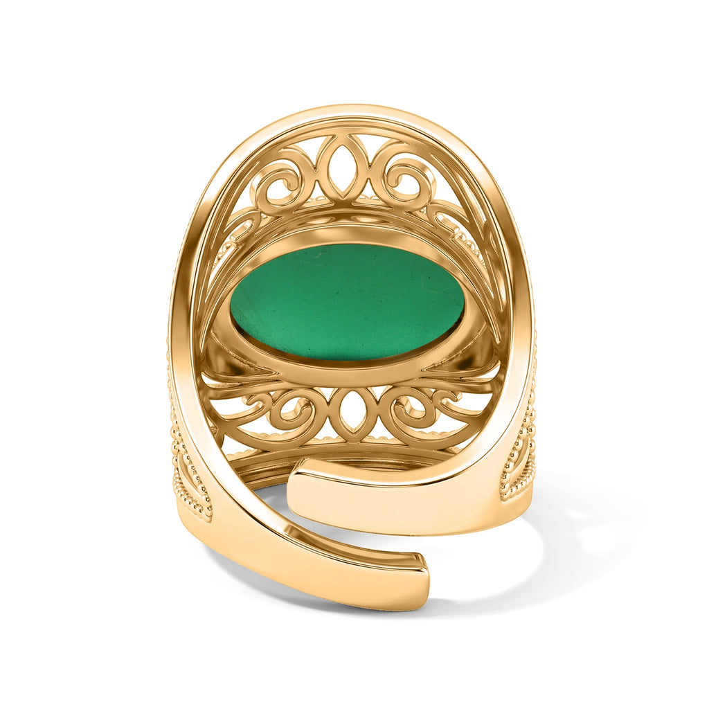 Green Onyx Oval Adjustable Ring in Gold Tone 4.40 Ct._8714357_4