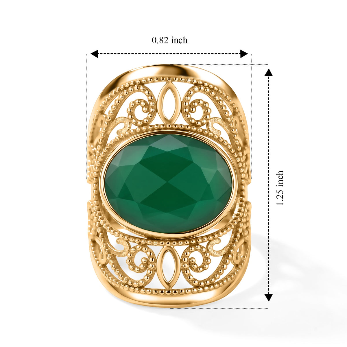 Green Onyx Oval Adjustable Ring in Gold Tone 4.40 Ct. 8714357 5