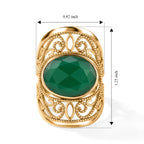 Green Onyx Oval Adjustable Ring in Gold Tone 4.40 Ct._8714357_5