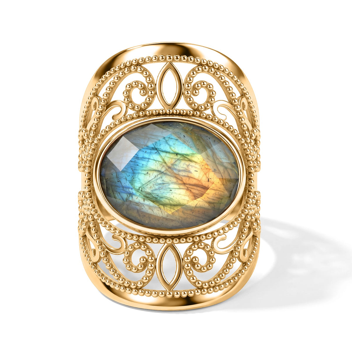Labradorite Oval Adjustable Ring in Gold Tone 4.50 Ct. 8714358 0