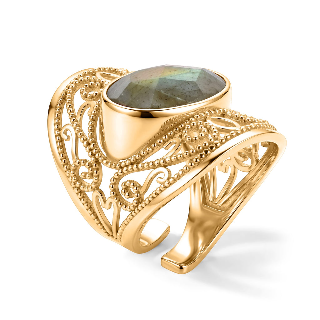 Labradorite Oval Adjustable Ring in Gold Tone 4.50 Ct._8714358_3
