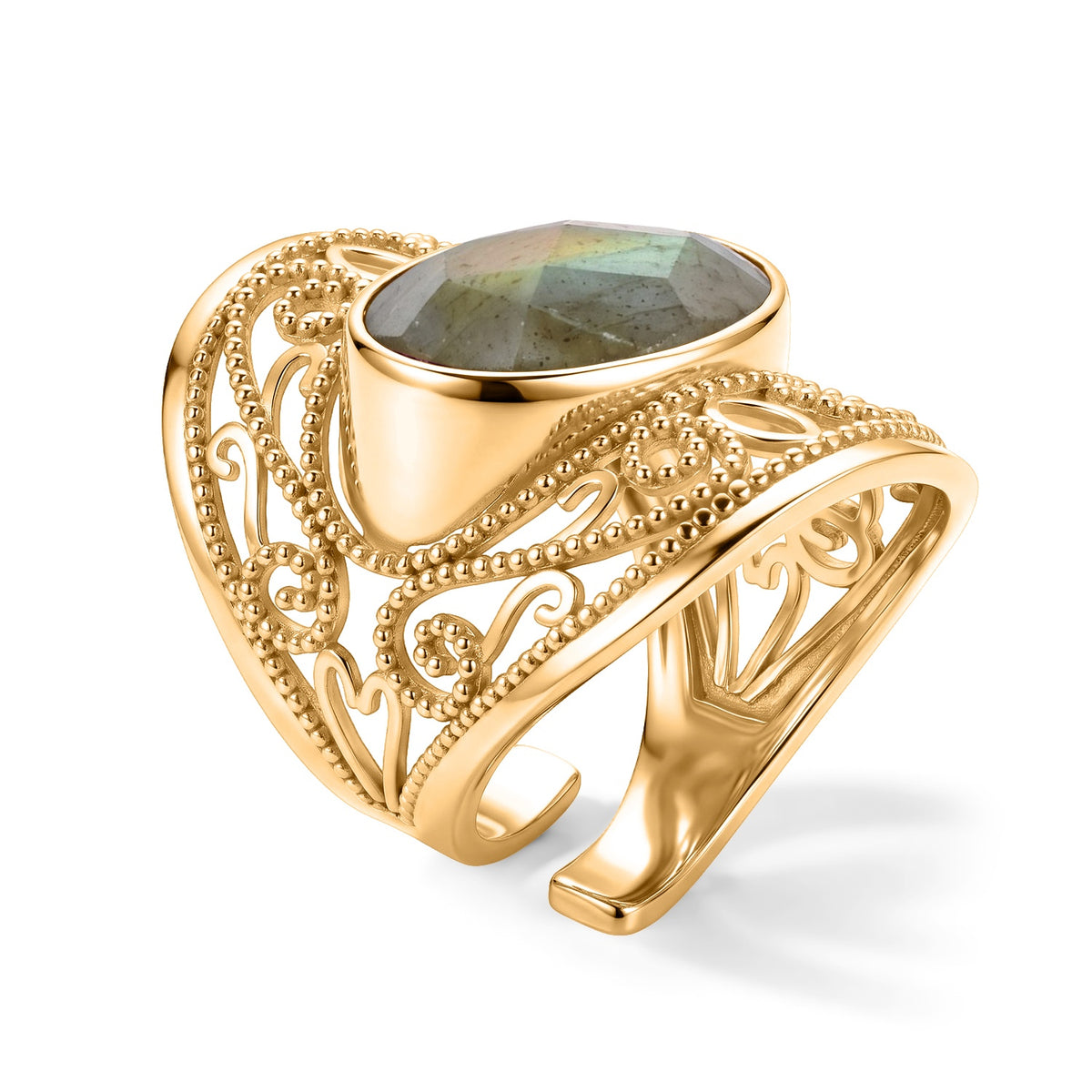 Labradorite Oval Adjustable Ring in Gold Tone 4.50 Ct. 8714358 3