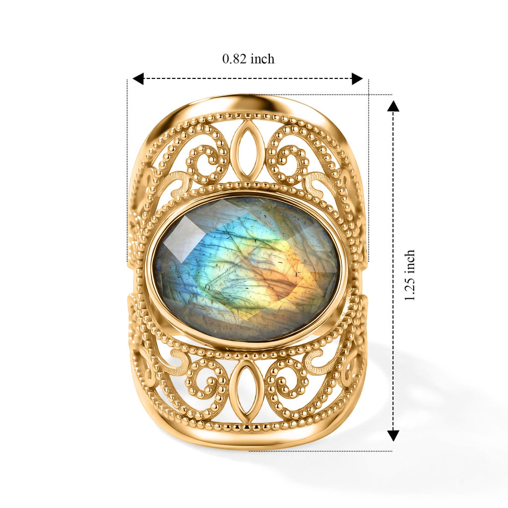 Labradorite Oval Adjustable Ring in Gold Tone 4.50 Ct._8714358_5