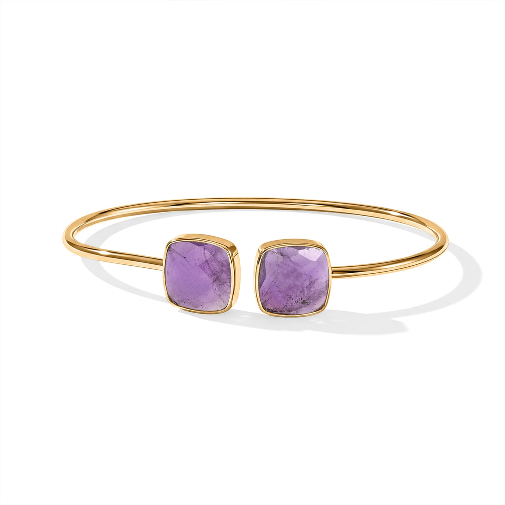 Purple Amethyst Bangle (Size - 7) in Gold Tone 4.80 Ct._8714359