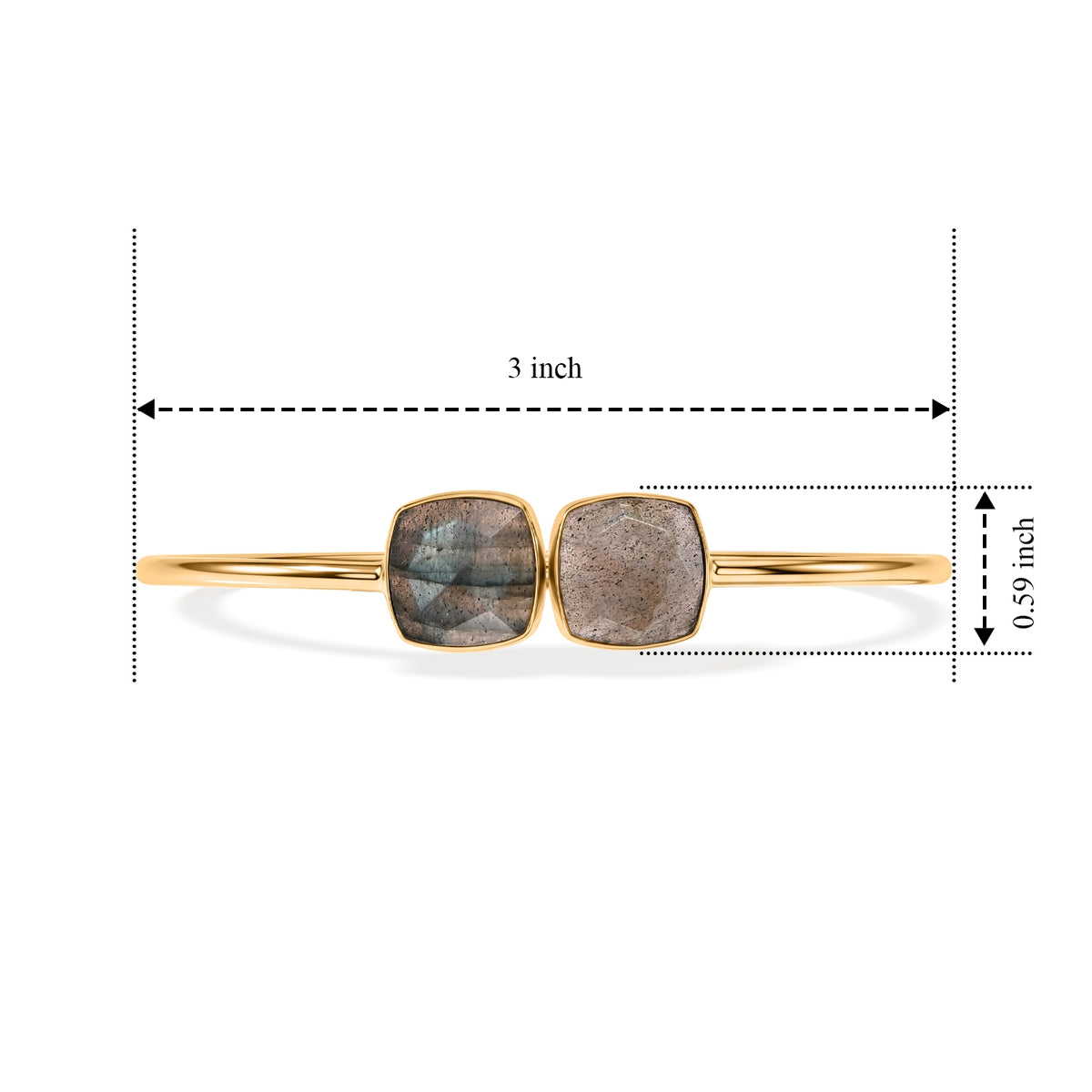 Labradorite Bangle (Size - 7) in Gold Tone 4.80 Ct. 8714361 5