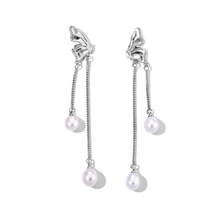 White Fresh Water Pearl Butterfly Earring with Push Back 15.00 Ct. 8714403 1