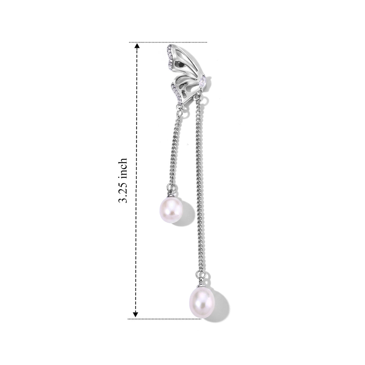 White Fresh Water Pearl Butterfly Dangling Earring with Push Back V32667980 5