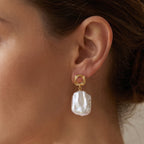 White Keshi Pearl Earring with Push Back 20.00 Ct._8714404_2