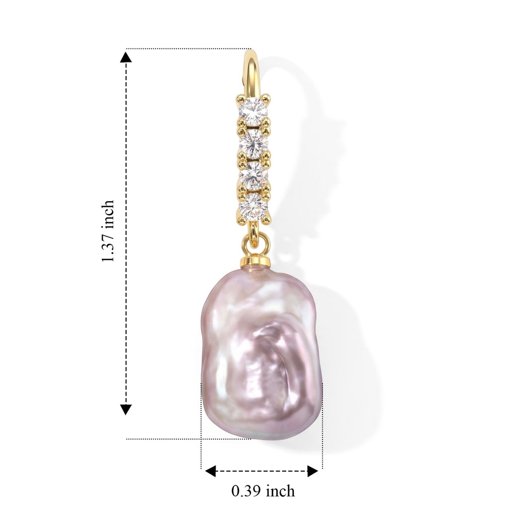Multi Color Keshi Pearl & White Cubic Zirconia Beads Earring with Hook 10.20 Ct._8714405_4