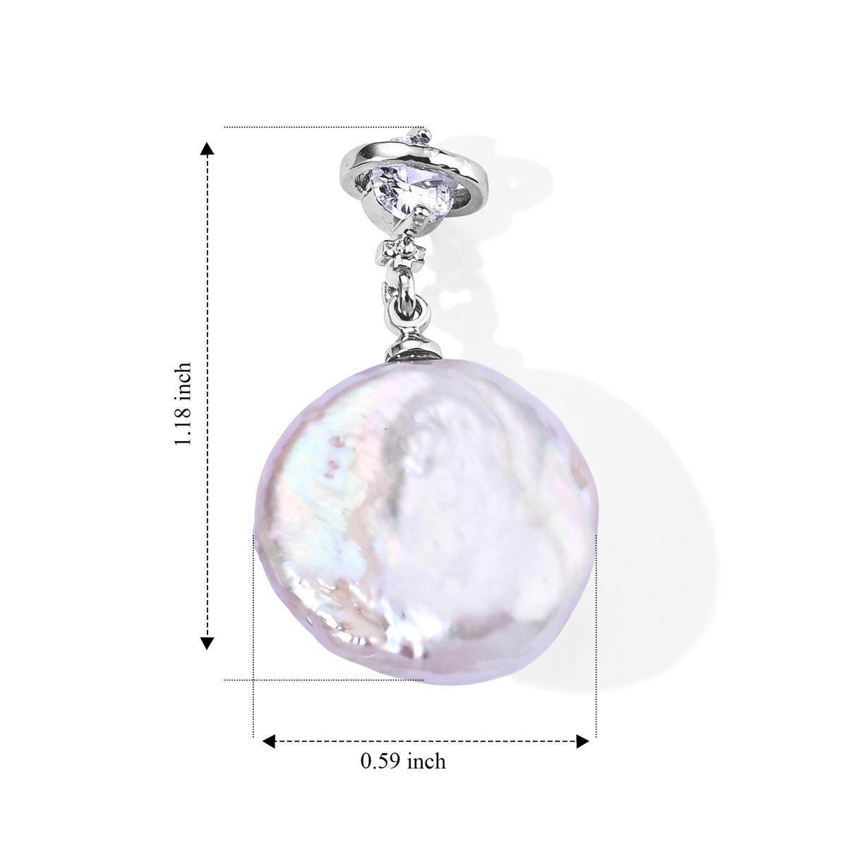 White Keshi Pearl &amp; White Cubic Zirconia Drop Earring with Push Back V32666461 5