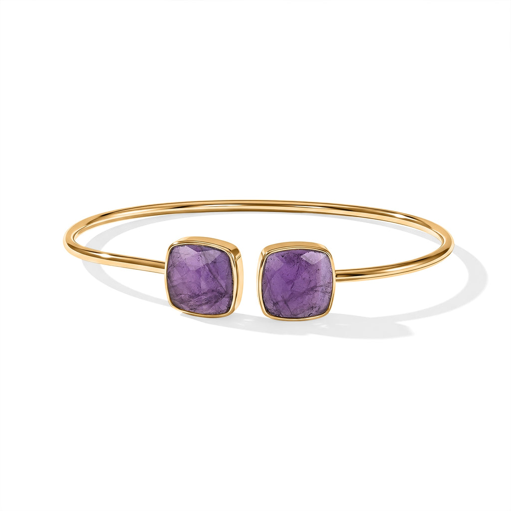 Purple Amethyst Bangle (Size - 7) in Gold Tone 4.80 Ct._8714417