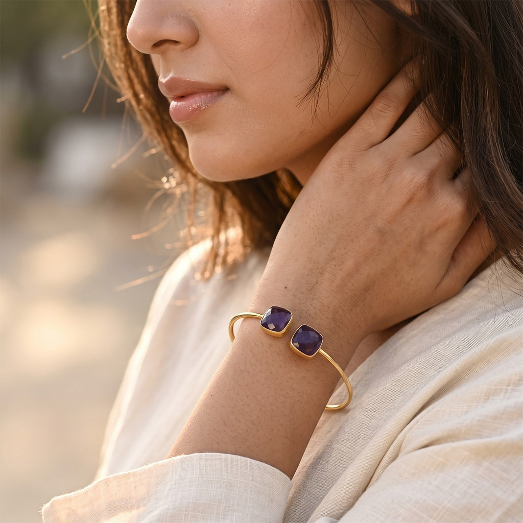 Purple Amethyst Bangle (Size - 7) in Gold Tone 4.80 Ct._8714417_1