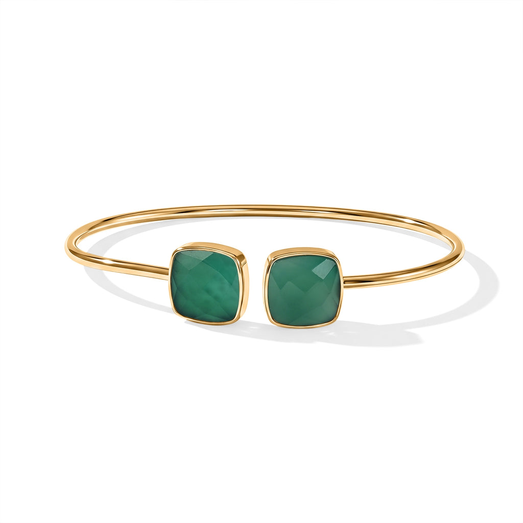 Green Onyx Bangle (Size - 7) in Gold Tone 4.80 Ct._8714418