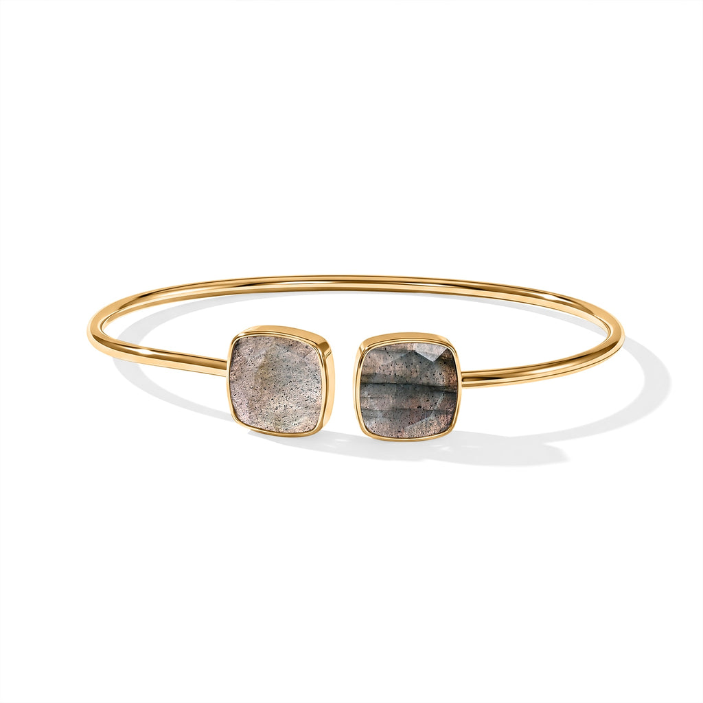 Labradorite Bangle (Size - 7) in Gold Tone 4.80 Ct._8714419