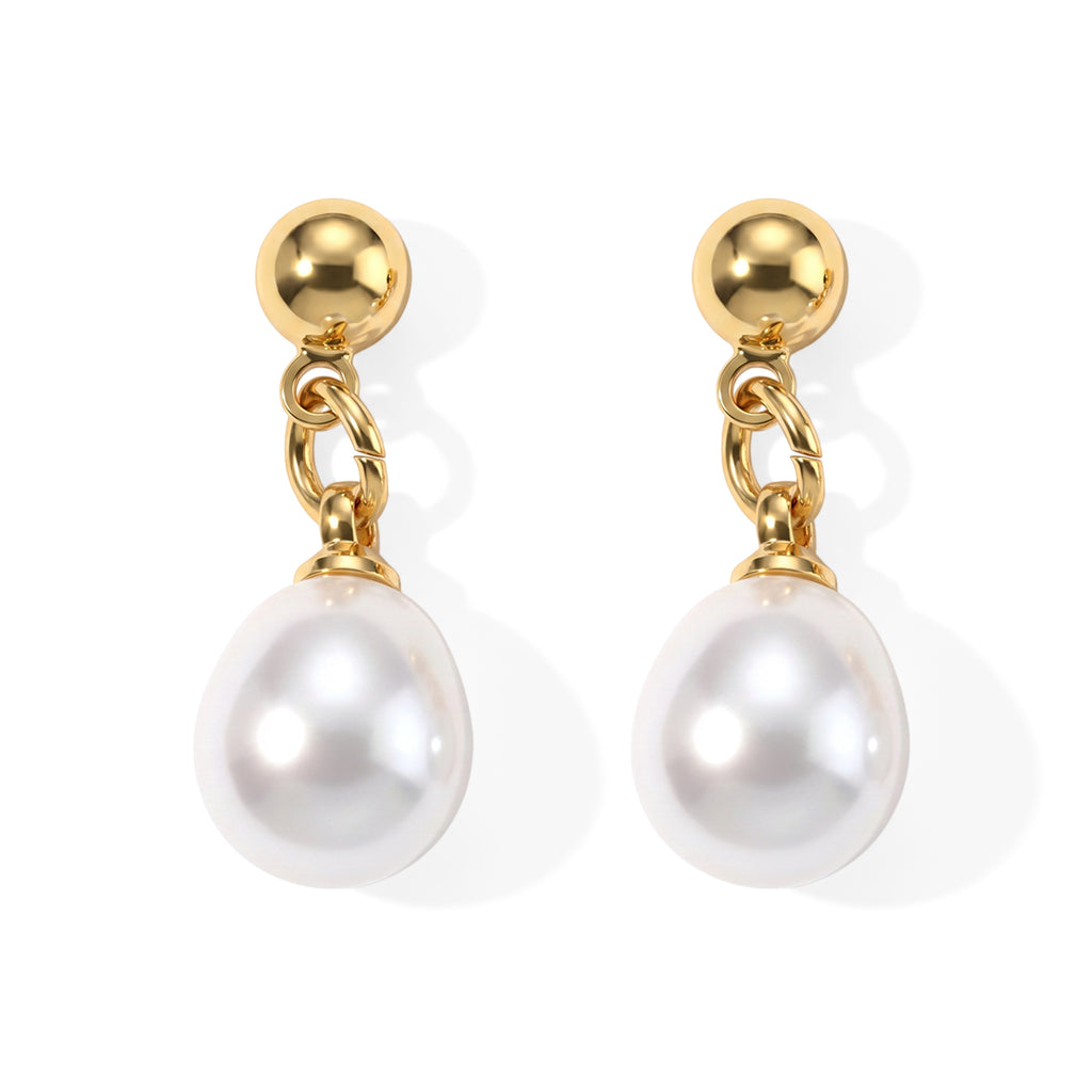 White Fresh Water Pearl Beads Earring with Push Back 5.00 Ct._8714423