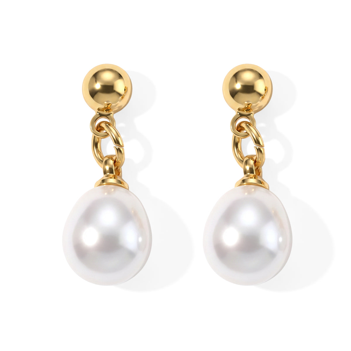 White Fresh Water Pearl Solitaire Dangling Earring with Push Back V32667782 0