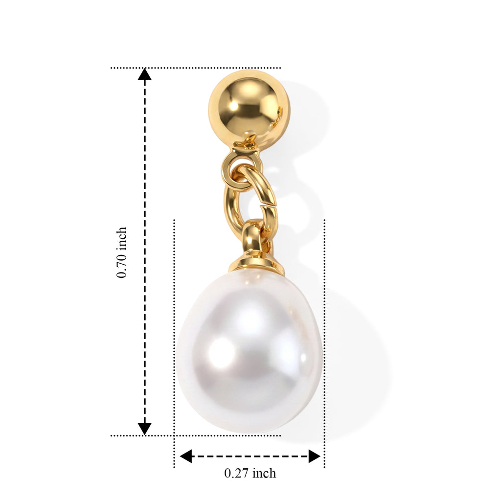 White Fresh Water Pearl Beads Earring with Push Back 5.00 Ct._8714423_4