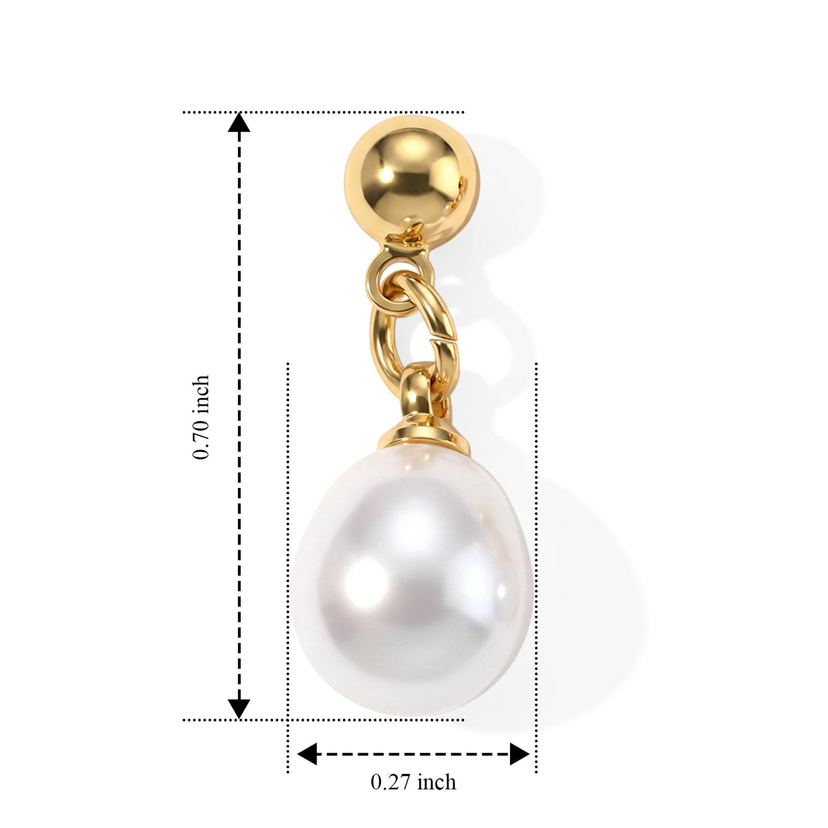 White Fresh Water Pearl Solitaire Dangling Earring with Push Back V32667782 4