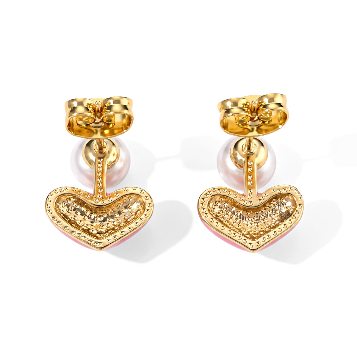 White Fresh Water Pearl Heart Earring with Push Back 8714425 4