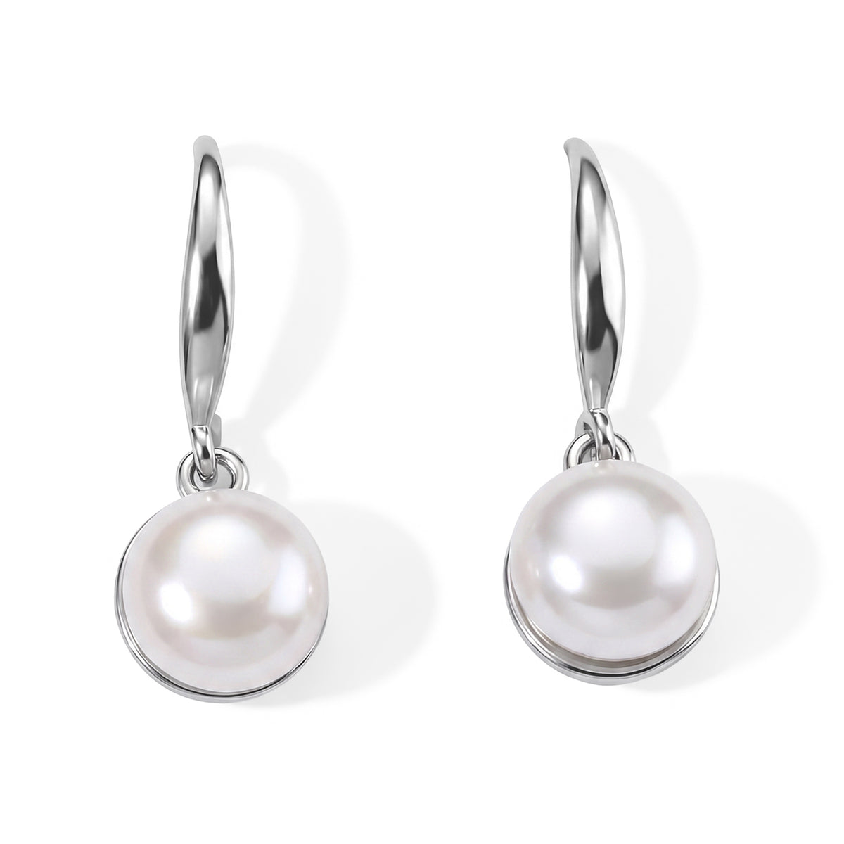 White Fresh Water Pearl Solitaire Drop Earring with Hook V32669254 0
